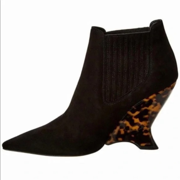 Christian Dior Tortoise Shell Wedge Ankle Boots – Size 38.5 Shoes